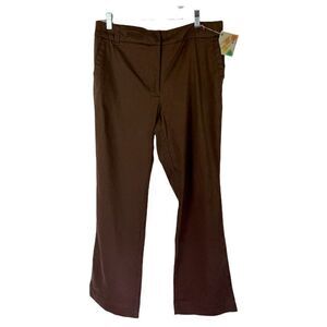 Living Planet Cotton Pants 12 Brown Womens Eco Organic Stretch Wide Leg New